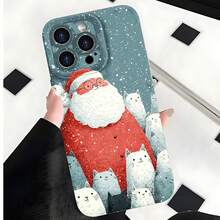 2026 nueva funda de teléfono esmerilada, funda de teléfono de Santa Claus con gatos diseño navideño para  17 15 Pro Max  17 14 Pro  17 13  17 12  Galaxy S23 S22 S21 funda protectora para teléfono regalo de pareja para novio novia regalo de vacaciones - Azul Klein - Ver 4