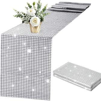 2 st 30 x 275 cm glitter discoduk, retro 70-tals 80-tals tema dekorativ spegel paljett silver discokula dekor - singeldamer bröllopsdansfest födelsedagstillbehör