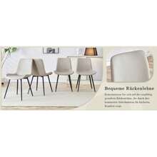 Set Of 4 Faux Leather Dining Chairs: Modern Design With Wide Seat, Backrest And Non-Slip Metal Legs For Home Office. - Black + Gray - View 4