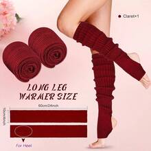 Long Leg Warmers Women 24 Inch Over Knee Knit Ribbed Leg Warmer Stirrup Yoga 80s Party Dance Ballet Supply - 均碼 + 酒紅色 + 1 - 查看 4