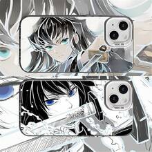 Dual-Style Sword-Wielding Anime Character  Case For 17/15/14/13 Series - Blue/Green Eyes Design, "SO COOL" Label, Slim Shockproof Cover For Anime Fans - Naranja - Ver 1