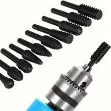 Wood Carving Rasp Drill Bits 1/4 Shank Rotary Files Woodworking Burrs Grinding Tool Cutting Engraving Deburring Shaping Grooving - Black - View 5