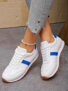 休闲女式派对鞋，女士运动鞋，时尚运动平底鞋 - 白色 - 查看 3
