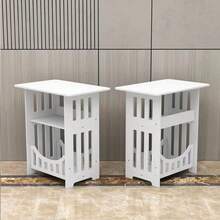 1pc New Thickened Modern Minimalist Storage Coffee Table, Bedside Cabinet, Bedroom Storage Cabinet, Small Side Table, Living Room Mini Square Table - White - View 9