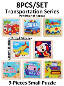 1/4/8/12/24/40片装儿童9片木制拼图玩具，完美的圣诞礼物，儿童拼图，幼儿园早教教具，适合所有年龄段自闭症儿童，理想的节日礼物