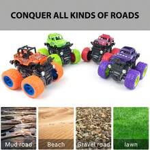 8/4 Pcs Friction Drive Monster Trucks For Kids Aged 3 | Push And Go, Double-Sided Inertia Car With360° Rotation | Durable Pull Back Car Set - Perfect Birthday & Holiday Gifts - 8件 - 查看 6