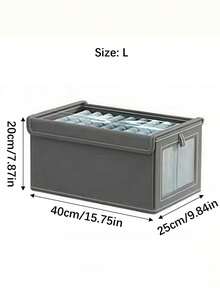 Large Shelf Storage Basket | Fabric Closet Storage Box With Transparent Window For Organization | Foldable Household Storage With Lid, Beige, Grey Decorations Decor Festival Decor Room Decor Home Decor Bed Room Decor Dress Pants Shoes Jeans Boots Skirt Bedroom, Organizer, Home Storage, White T Shirt Women, Black Pants Women, Ladies Winter Clothes, Dress, - Multicolor - View 18