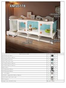 Cat Cage With Litter Box, Indoor Home Use 1 Bedroom 1 Bathroom Cat Villa, Small Footprint Cat Cabinet With Drawer Style Litter Tray - Multicolor - View 18