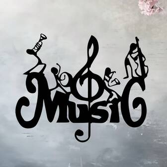 1pc Of Black Metal Note Wall Art - Elegant Indoor/ Outdoor Decoration With Stylized Musicians And Musical Instruments -Wall Sculptures The Perfect Gift For Music Lovers, Families, Studios, Music Theme Decorations, Modern Decorative Pieces