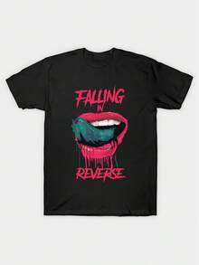 Camiseta gráfica Falling In Reverse - Camiseta de manga corta cómoda para hombres - Mercancía oficial de la banda con impresión de colores vibrantes - Negro - Ver 1
