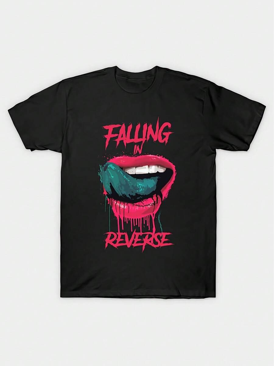 Camiseta gráfica Falling In Reverse - Camiseta de manga corta cómoda para hombres - Mercancía oficial de la banda con impresión de colores vibrantes - Negro - Ver 1