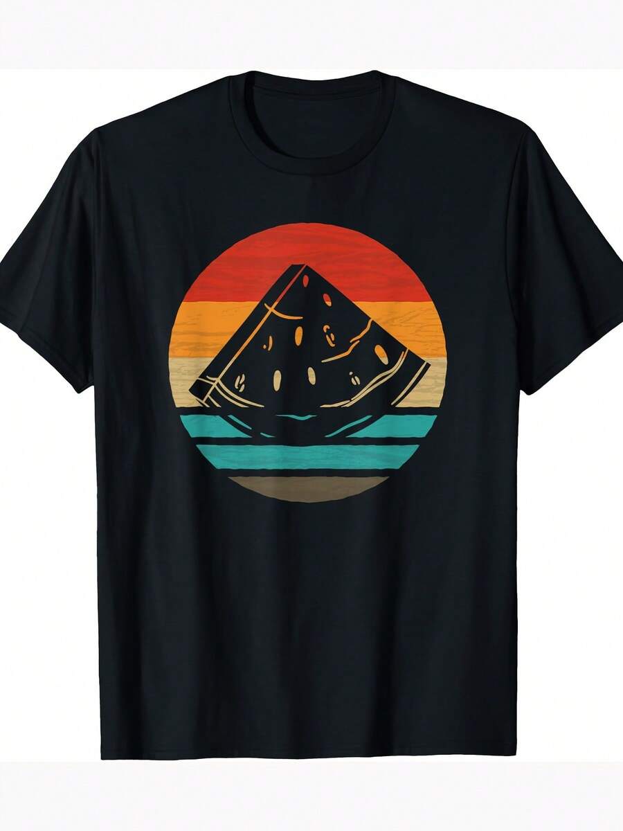 Retro Watermelon Style T-Shirt 220g - Black - View 1