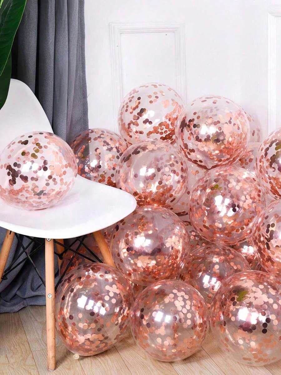 10pcs 12-Inch Transparent Sequin Latex Balloons With Foil Sequins, Semi-Transparent Party Decorative Balloons, Suitable For Wedding, Birthday Party Decoration, Outdoor Decoration, Holiday Party Supplies - Multicolor - View 1