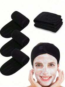 1 peça Faixa de cabeça ajustável, faixa de cabeça antiderrapante de cor sólida adequada para hidroterapia, cuidados faciais, maquilhagem, faixa de cabeça larga ajustável, ioga, banho de hidroterapia, duche, maquilhagem, lavagem do rosto, faixa de maquilhagem feminina, acessórios de maquilhagem femininos - Multicolorido - Ver 8