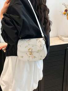 Bolso bandolera mini con bordado floral minimalista (patrón aleatorio) - Blanco - Ver 9