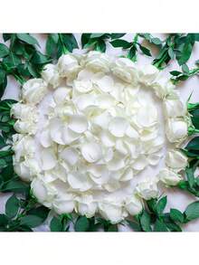 200pcs/Pack White Artificial Flower Petals, Suitable For Wedding Decoration, Romantic Proposal, Realistic Rose Petals And Wedding Accessories - Multicolor - View 6
