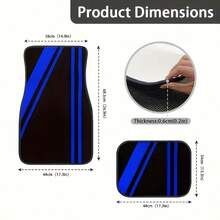 Juego de 4 alfombrillas de piso para auto, diseño de rayas azules, fibra de poliéster, antideslizante, protección interior para todo el año, apto para autos, camionetas y SUV - regalo de moda para hombres y mujeres - Multicolor - Ver 8