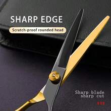 15,2 cm Professionelle Edelstahl Haarschneideschere, ergonomischer rutschfester Griff, einstellbare Spannung, ideal für Salon und Heimgebrauch, perfektes Geschenk für Friseure, Barbiere, Pfleger, Präzisionsschneidewerkzeug, scharfe Klingen, Wahl der Profis im Salon - Gold - Übersicht 8