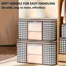 صندوقا تخزين مستطيلان، صناديق قماشية قابلة للطي مصنوعة من خليط البوليستر مع مقابض معززة، نافذة شفافة وسحاب متين، مناسبة لتخزين الملابس والفراش، تناسب التخزين تحت السرير - متعدد الألوان - مشاهدة 8