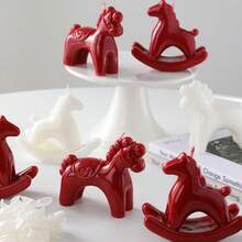 新年摇摇马香薰蜡烛，简约设计，书房客厅皆宜，优雅蜡烛，创意家居装饰，象征“即刻成功”。最佳派对必备蜡烛礼盒，婚礼回礼，客厅装饰摆件，家居装饰品，生日装饰，卧室装饰，生日礼物，房间装饰 - 彩色 - 查看 7