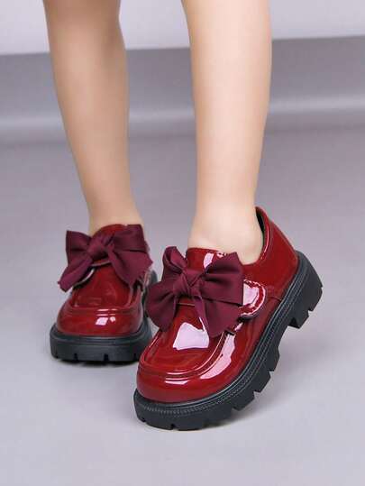 Zapatos planos para niños, zapatos casuales de moda para niñas para primavera y otoño, mocasines de punta redonda con suelas gruesas, decoración con lazos lindos, zapatos de princesa para niños pequeños, medianos y grandes