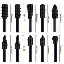 Wood Carving Rasp Drill Bits 1/4 Shank Rotary Files Woodworking Burrs Grinding Tool Cutting Engraving Deburring Shaping Grooving - Black - View 8
