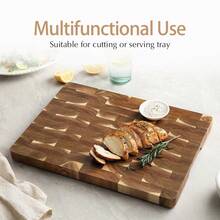 Tabla de cortar de madera de palo de rosa de alta calidad - Tabla de cortar sólida y duradera de madera rectangular para la cocina, adecuada para carne, queso y pan | Superficie para alimentos con textura de grano natural | Tabla de preparación elegante para uso doméstico y profesional, tabla de cortar multiusos | Diseño de madera natural | Superficie acabada suave, adecuada para el Año Nuevo Chino, Pascua - Color de la madera - Ver 4