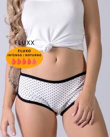 Fluxx White/Polka Dot Menstrual Nighttime Panties/Shorts - 查看 3