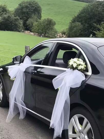 1件108英寸白色婚车装饰，新娘头纱篷，椅背，婚礼仪式装饰，汽车配件和节日庆典用品，派对背景，生日