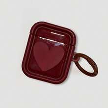 5件套酒红色心形保护壳 适用于Apple 18-20W充电器、数据线保护套