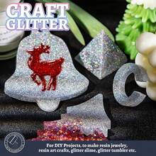 80g/2.85oz Holographic Ultra-Fine Glitter, 1/128" Resin Glitter Sequins, Suitable For Tumblers, Resin Crafts, Slime, Nail Art, Holiday Decorations, Christmas Ornaments - 銀色 - 查看 4