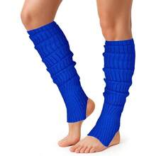 Long Leg Warmers Women 24 Inch Over Knee Knit Ribbed Leg Warmer Stirrup Yoga 80s Party Dance Ballet Supply - One Size + Sapphire + 1 - View 1