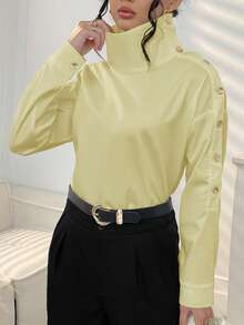 Blusa de unicolor de diseño elegante para mujer - Amarillo - Ver 6