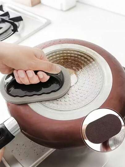 1pc/2pcs Heavy-Duty Diamond Sponge Brush With Non-Slip Grip - Effective Scrubber For Pots, Pans, Kitchen, Bathroom, Floors, Cleaning Tool For Stubborn Stains, Grime, Rust Removal - Ideal For Home & Commercial Use