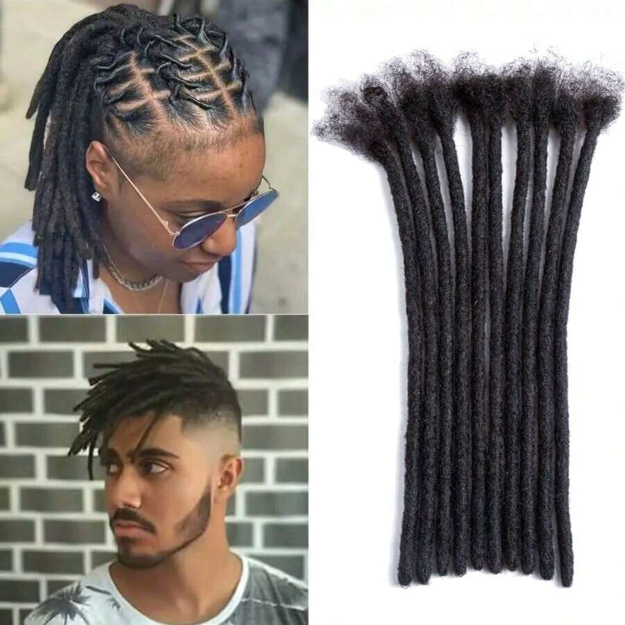 FULCRUM Dreadlocks Extensions 6/8/10/12 Inch 10 Strands 0.6cm Width Loc Extensions Synthetic Fashion Black Afro Kinky Style Locs Extensions For Men/Women - Black - View 1