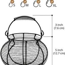 1pc Round Wire Egg Basket With Sturdy Black Frame And Wire Mesh Sides - Farmhouse Style Modern Egg Storage Container, Suitable For Kitchen, Or Pantry - Durable Plastic/PET/Tritan Construction With Decorative Egg Storage And Spacious Design With Sturdy Handle