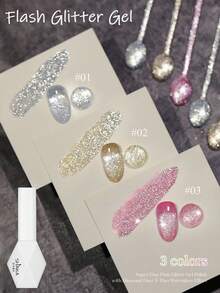 MISS SHAKA 10毫升Y2K指甲闪粉凝胶指甲油，超闪亮铂金亮片，高端潮流反光水钻美甲用品，圣诞美甲 - 彩色 - 查看 2