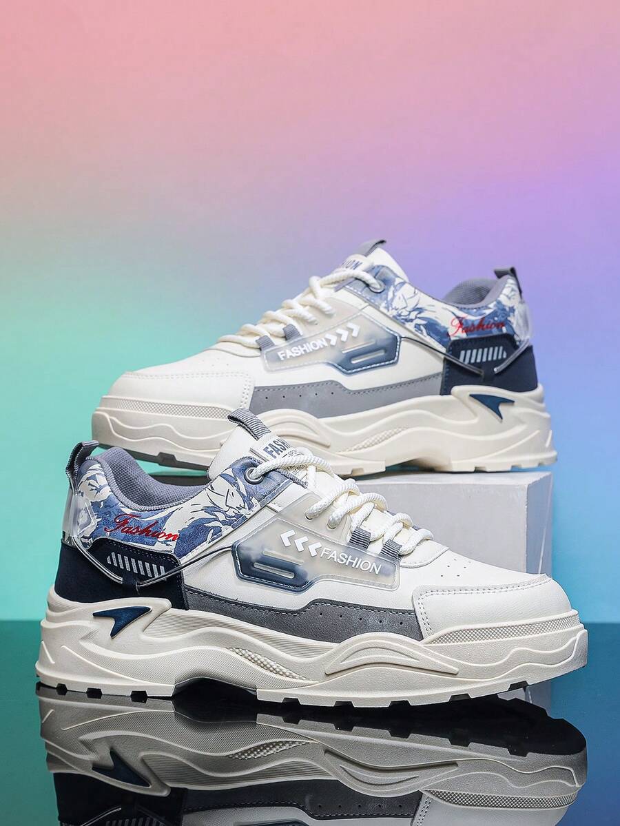 New Men's Casual Sports Shoes Men's Sneakers Low Top Lace Up Shoes Fashionable,Comfortable And Lightweight - Blue - View 1