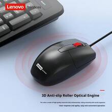 Lenovo KM101 Keyboard And Mouse Combo: Wired Mouse, Ergonomic Flat Keycaps, Silkscreened Characters That Won't Wear Off Over Time, USB Plug And Play, Suitable For Students, Offices, And Home Use. - Black - View 6