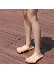 1 Pair Giant Toe Slippers, Realistic Oversized Foot Shoes For Barefoot Wear, Size 38-42, Green Giant Foot Slippers, Giant Foot Role Play Props, Sandals, Beach Shoes