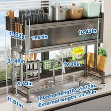 HanTai Over The Sink Dish Drying Rack,3 Tier  Full Stainless Steel Large Storage Kitchen Dish Rack,For Kitchen Counter,Expandable Multifunctional Organizers - Black - View 6