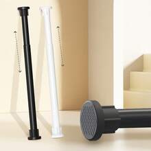 1pc Adjustable Stainless Steel Closet Rod, Extendable Bathroom Towel Bar, Drying Rack, Curtain Rod, Wardrobe Hanging Rod, Retractable Shower Curtain Rod, Balcony Support - No Drilling Required, Suitable For Curtains, Doors And Clothing