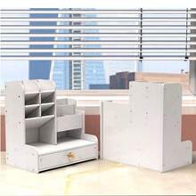 1pc Large Capacity White Desktop Bookshelf, Slanted Pen Holder, Multi-Function Pen Cup, Minimalist Drawer-Style Office Stationery Storage Box, Desktop Marker Pen Organizer Rack, Back To School Essential - White - View 7