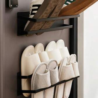 1pc Heavy Duty Magnetic Shoe Rack - No Drill Door Mounted Shoe Organizer, Suitable For Entryway And Front Door - Strong Magnet Mounting Bracket, Home Storage