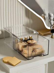 2个/1个透明亚克力化妆品收纳盒，可堆叠桌面防尘收纳盒，珠宝展示盒。透明亚克力桌面抽屉式塑料收纳盒，用于存放化妆品和珠宝。 - 彩色 - 查看 5