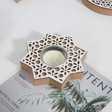 Candelabro de madera con forma de estrellas y luna, decoración de habitación, candelabro de mesa para sala de estar. - Multicolor - Ver 3