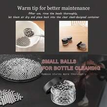 200颗不锈钢精密清洁球，可重复使用的金属醒酒器清洁球，适用于醒酒器、玻璃器皿和烧瓶，带收纳容器，工业轴承球 - 彩色 - 查看 9