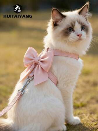 2pcs/Set HUITAIYANG All Season Pet Harness Set, Cat Chest Strap, Lightweight Outdoor Leash For Autumn/Winter, Pet X-Shape Chest Strap, Dog Leash Chest Strap, Pet Bow Decor Chest Strap, Suitable For Medium And Small Dogs And Cats