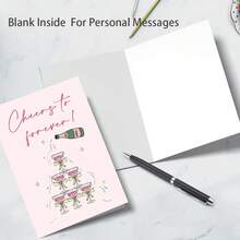 1pc Cheers To Forever Engagement Card For Couple, Wedding Congratulations Card Gift For Her Him, Romantic Cards For Fiance Sister Brother Best Friend - Multicolor - View 3