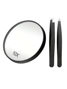10X Magnifying Mirror With Suction Cups And Tweezers Set, Travel Magnified Makeup Mirror, 3PCS, Portable Magnifying Mirror - Use For Makeup - Multicolor - View 12